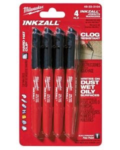 Milwaukee - Inkzall™ - Permanent Markers - Fine Point - Black - 4Ct