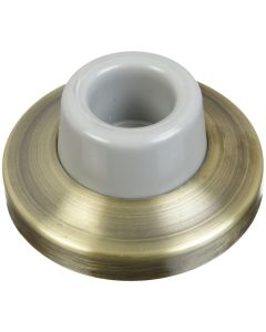 NH - Door Stop - Rnd Rubber Bump Wall Mount - Antique Brass