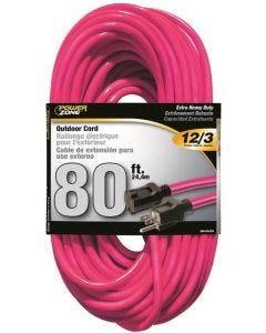 PZ - Extension Cord - Outdoor Extra HD 12/3 - Neon Pink - 80Ft