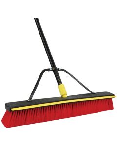 Quickie - Push Broom w/Squeegee - 24" Red Bristle - Multi Surface - #635SU