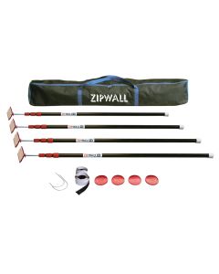 Zipwall - Pole Kit w/Case - Spring Loaded #ZP4- Expands 50" to 123" - 4pk