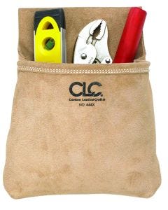 CLC - Tool Works™ - Tool Pouch - Carpenter Nail & Tool Suede Leather Pouch -  1 Pocket - #444X (No Belt)