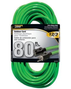 PZ - Extension Cord - Outdoor Extra HD 12/3 - Neon Green - 80Ft