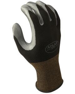 Atlas Gloves - Nitrile w/Nylon Lining - Black w/Gray Coating - #370 - XLarge