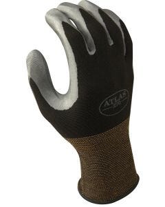 Atlas Gloves - Nitrile w/Nylon Lining - Black w/Gray Coating - #370 - Medium