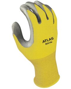 Atlas Gloves - Nitrile w/Nylon Lining - Yellow w/Gray Coating - #370 - Small