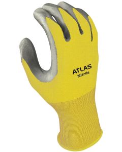 Atlas Gloves - Nitrile w/Nylon Lining - Yellow w/Gray Coating - #370 - Medium