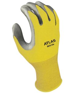 Atlas Gloves - Nitrile w/Nylon Lining - Yellow w/Gray Coating - #370 - Large