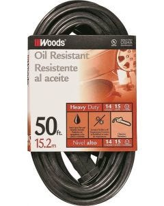 Woods - Extension Cord - Oil Resistant 14/3 - Black - 50Ft