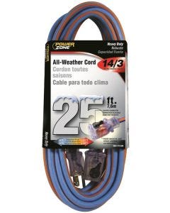 PZ - Extension Cord - All-Weather 14/3 - Blue w/Orange - 25Ft