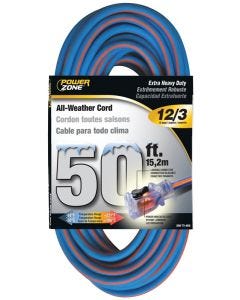 PZ - Extension Cord - All-Weather 12/3 - Blue w/Orange - 50Ft