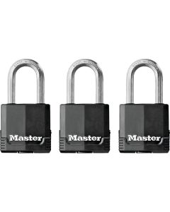 ML - Padlock - Magnum Tough Cut - Black Coated - 5/16 Octagonal Shackle - 3ct