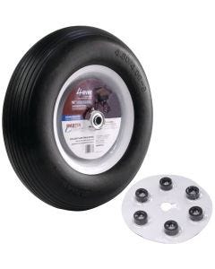 Wheelbarrow Wheel - Flat-Free Tire 16" - Universal Hub w/White Rim - 5/8" Bearing