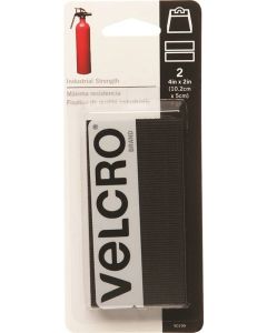 Velcro Strips - Nylon/Rubber Adhesive 4" x 2" (10.2cm x 5cm) - Black - 2pk