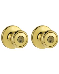 Kwikset - Tylo - Keyed Entry Knob - Project 2 Pack - Polished Brass - 243T3CP6ALK2