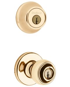 Kwikset - Polo - Keyed Entry Knob w/Deadbolt Single Cylinder Combo - Polished Brass - 690P3CP6ALRCSK6