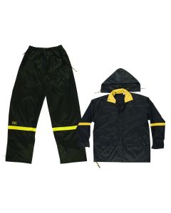 CLC - Climate Gear™ - Rain Suit - Jacket & Pants - Nylon/PVC - Black w/Gold - #R103-Medium