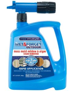 Wet & Forget - Moss, Mold & Mildew Remover - Non-Acidic Concentrate - Clear Blue - Hose Connect - 48oz