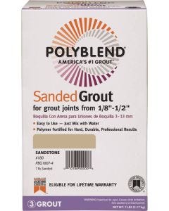 Polyblend Grout - Sanded Powder - For 1/8" to 1/2" Joints - #180 Sand Stone - 7lb Box 