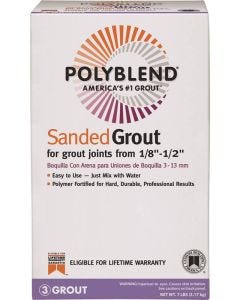 Polyblend Grout - Sanded Powder - For 1/8" to 1/2" Joints - #386 Oyster Gray - 7lb Box