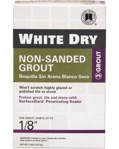 White Dry - Tile Grout - NonSanded Powder - Non-Shrinking - 1/8" Joints - White - 5lb Box