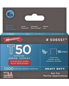 Arrow - Staples T50 - STNLS STL 506SS1 - 3/8" Leg - 1M/Box