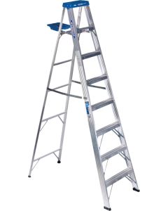 Werner - Step Ladder w/Pail Shelf - Aluminum - Type 1 - 250lb - 8'