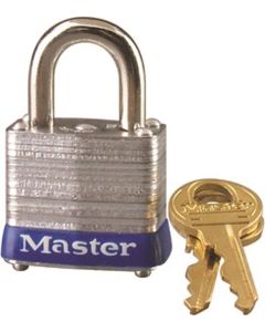 ML - Padlock - Blue Bumper 4-Pin Cylinder - Single Lock 3/16 Shackle - 1ct