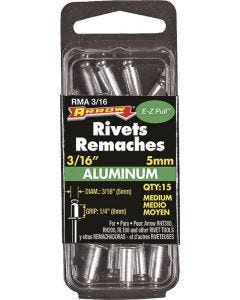 Arrow - Rivet - Aluminum - Medium - 1/4" Grip (6mm) x 3/16" (5mm) - 15ct