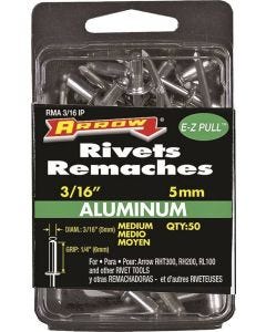 Arrow - Rivet - Aluminum - Medium - 1/4" Grip (6mm) x 3/16" (5mm) - 50ct