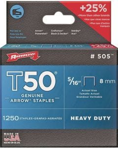 Arrow - Staples T50 - 3/8" Crn - 5/16 LEG - 1250PK