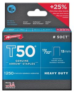 Arrow - Staples T50 - Ceil-Tile 3/8" Flat Crn - 17/32" Leg - 1250PK