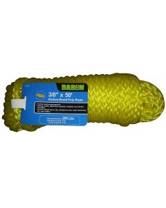 Rope - Baron Hollow Braided Poly - 3/8"x50' - Yellow