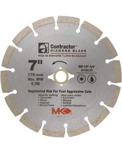 MK Diamond - Circular Blade - Segmented Rim - Concrete/Brick - 7"x.08" - 5/8" or 7/8" Arbor