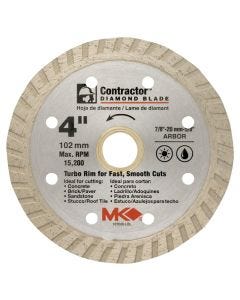 MK Diamond - Circular Blade - Turbo Rim Wet/Dry - 4"x.08" - 5/8" or 7/8" Arbor